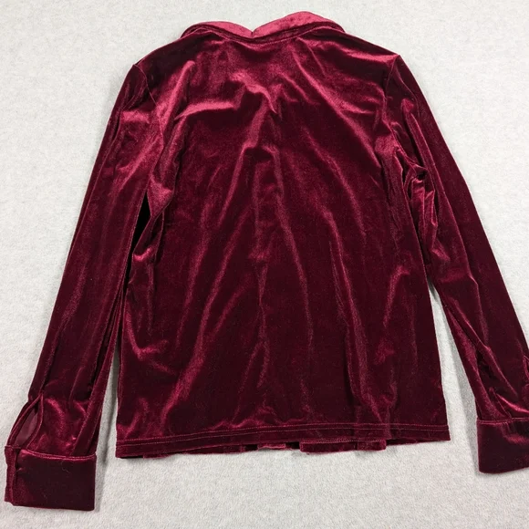 Kara and Kate Velvet Burgundy Button Down Small Shirt - Picture 9 of 10